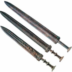 Forntida kinesiska brons svärd 3d-modell