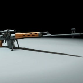 Modelo 3d de rifle de atirador militar