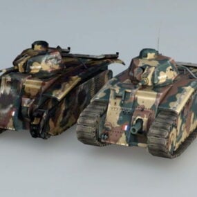 نموذج ثلاثي الأبعاد لدبابات Ww2 الفرنسية Char B1