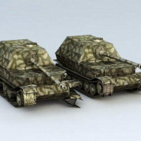 大象坦克歼击车和损坏的3d模型