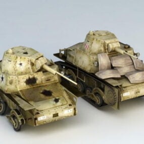 2D-Modell des Panzerwracks L6/40 aus dem 3. Weltkrieg