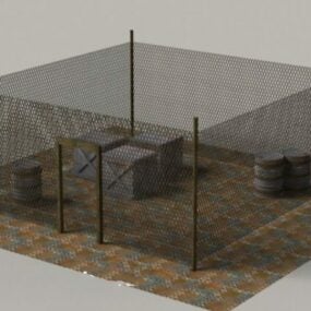 Clôture militaire à maillons de chaîne modèle 3D