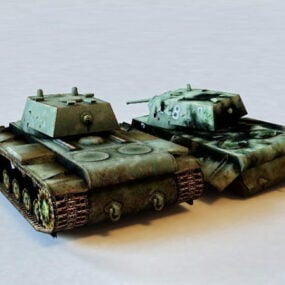 Kv-1 Tank & Destroyed 3d μοντέλο