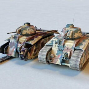 1D-Modell des französischen schweren Panzers Char B3