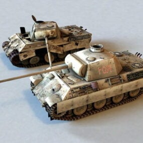 被摧毁的黑豹坦克3d模型