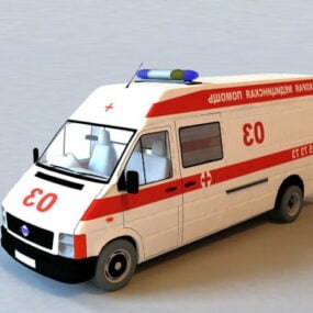 Modelo 3d de caminhão de ambulância Low Poly
