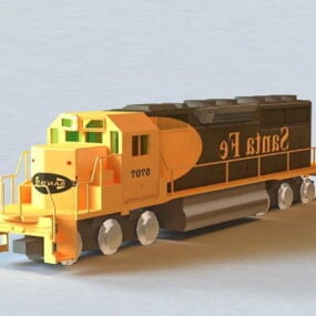 3д модель состава локомотива Санта-Фе