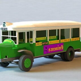 Παλιό τρισδιάστατο μοντέλο αστικό όχημα με διώροφο λεωφορείο