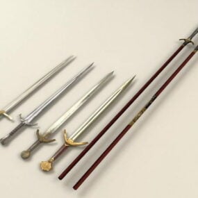 Modelo 3d de lanças e espadas