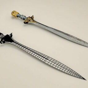 3д модель кельтского меча с лезвием листа