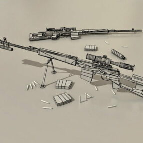 Modelo 3D do rifle de atirador Svd