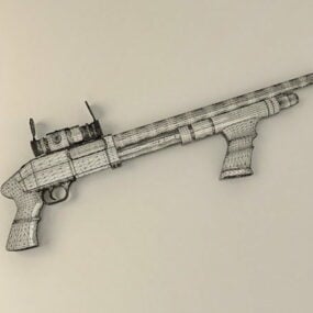 بندقية مع نطاق نموذج 3D