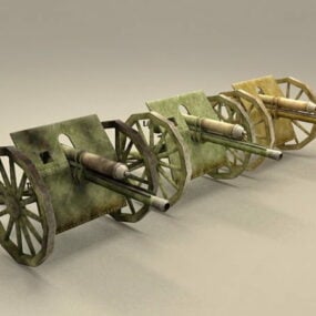 Vintage Metal Cannons 3d model