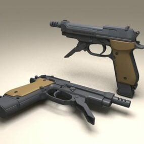 伯莱塔93r手枪3d模型