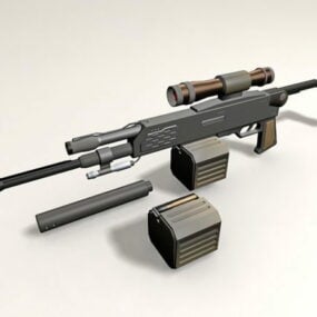 Barrett M98b con cartucho y mira modelo 3d
