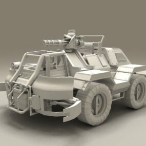Modelo 3d de veículo de combate com rodas