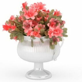 Modelo 3d de flores rosa em vaso