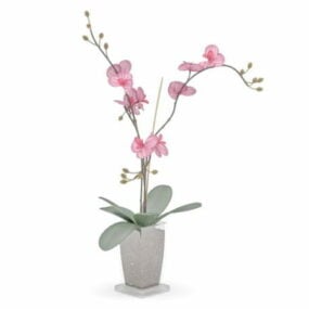Pink Flower In Pot 3d-model
