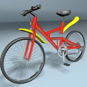 Modelo 3D de mountain bike vermelha e amarela
