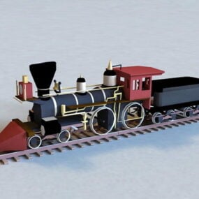 Old Vintage Train And Rail 3d model