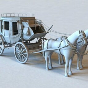דגם תלת מימד סוס ועגלה וינטג'