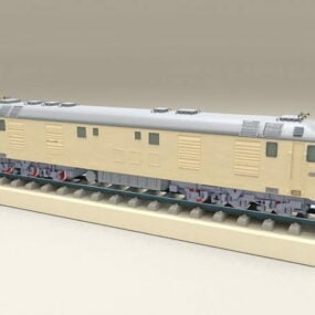 機関車の列車とレール 3D モデル
