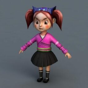 Niedliches 3D-Modell eines kleinen Mädchens