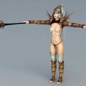女性サイボーグ戦士 3D モデル