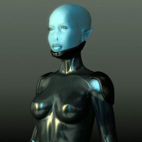 Modelo 3d de garota alienígena azul