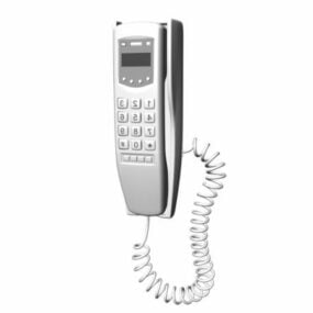 Corded Wall Phone White 3d model