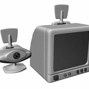 Primera cámara web y monitor de seguridad modelo 3d