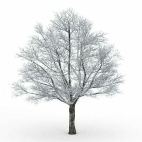 שלג נופל על עץ דגם תלת מימד