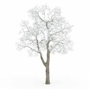 3д модель снежного лиственного дерева