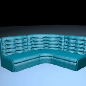 3д модель синего кожаного углового дивана