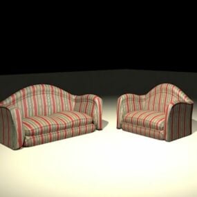 Striped Sofa Set 3d model