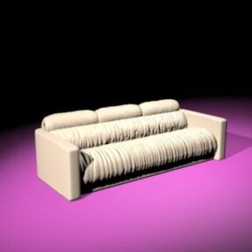 Modelo 3d de sofá reclinável de tecido