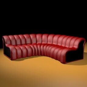 3д модель красного изогнутого секционного дивана