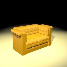 Model 3D żółtego fotela dwuosobowego