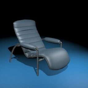 صندلی راحتی چرمی تکیه دار آبی مدل سه بعدی