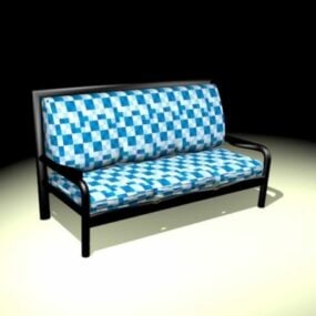 格子縞の長椅子ベンチ3Dモデル