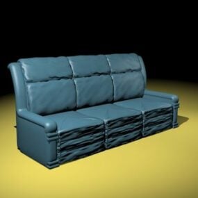 3д модель синего кожаного дивана