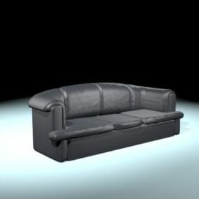 Modelo 3d de sofá preto estilo antigo