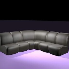 Canapé d'angle en cuir noir modèle 3D