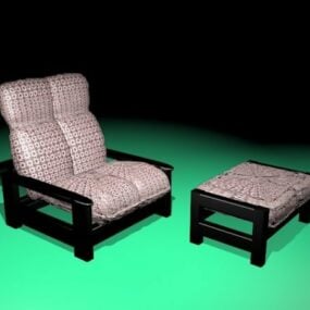 Vintage Recliner Chair With Ottoman 3d model