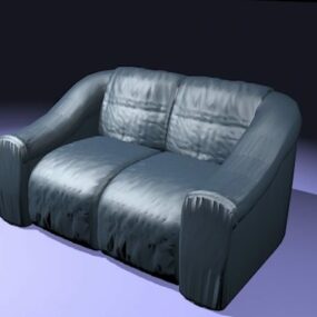3д модель двухместного дивана темно-синего цвета