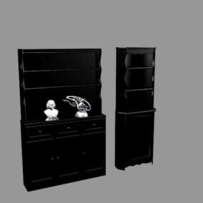 Zwarte boekenkast met deuren 3D-model