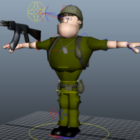 Cartoon Soldier Rig 3d model