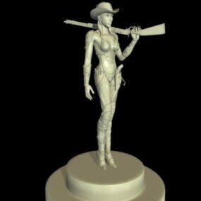 Cowgirl Dengan Senjata model 3d