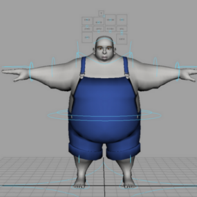 Fat Cartoon Character Rig 3d model