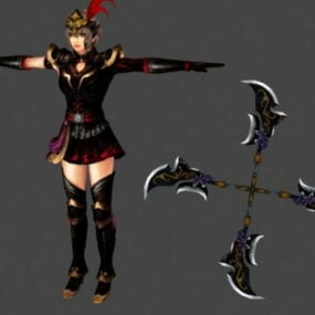 Mô hình 3d nhân vật nữ chiến binh Samurai